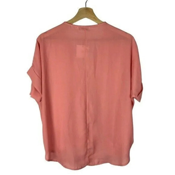 Boutique Nic & Lulu Light Pink Wrap Front Short Sleeve Blouse S - Picture 2 of 5